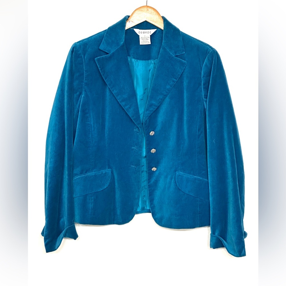 Women's Teal Velvet Feel Jacket, Bling buttons size‎ 12